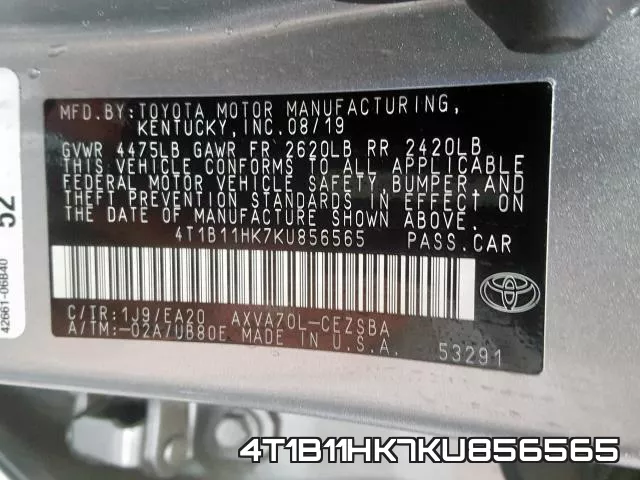 4T1B11HK7KU856565 фото 2