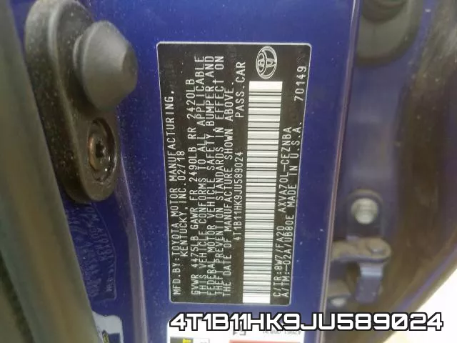 4T1B11HK9JU589024 фото 2
