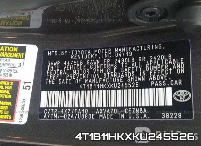 4T1B11HKXKU245526 фото 10