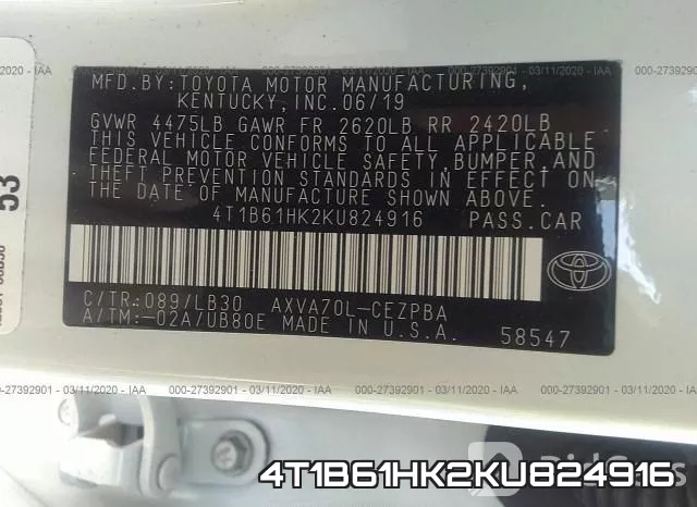 4T1B61HK2KU824916 фото 10