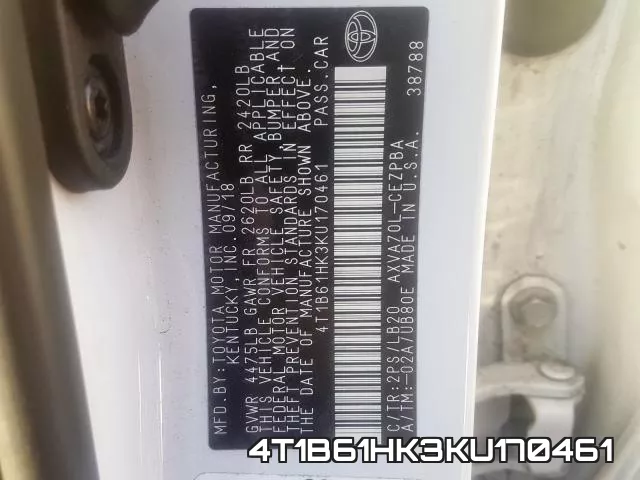 4T1B61HK3KU170461 фото 2
