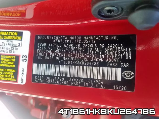 4T1B61HK8KU264786 фото 2