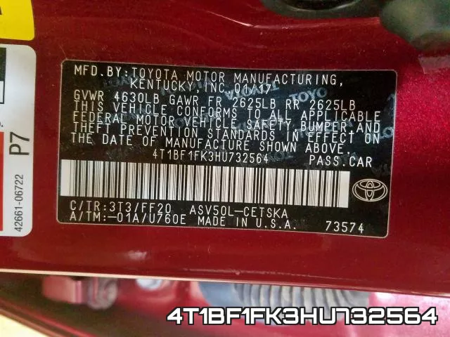 4T1BF1FK3HU732564 фото 2