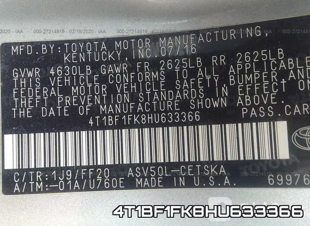 4T1BF1FK8HU633366 фото 10