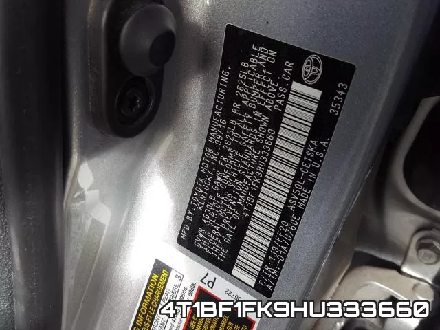 4T1BF1FK9HU333660 фото 2