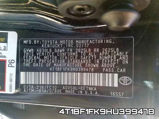 4T1BF1FK9HU399478 фото 2