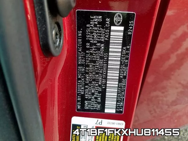 4T1BF1FKXHU811455 фото 2