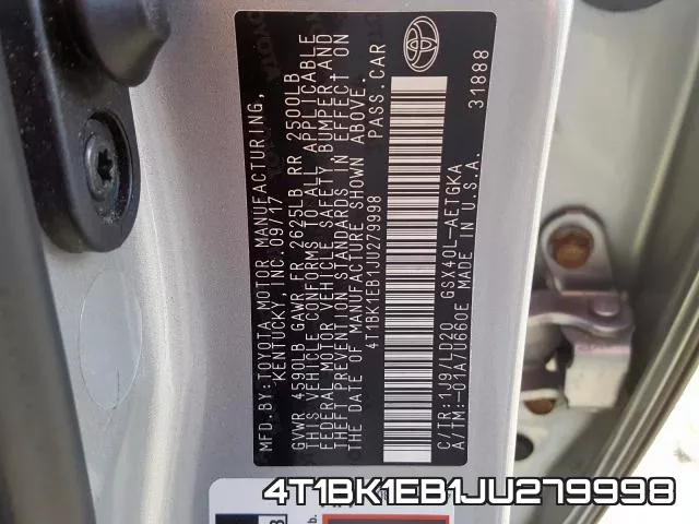 4T1BK1EB1JU279998 фото 2