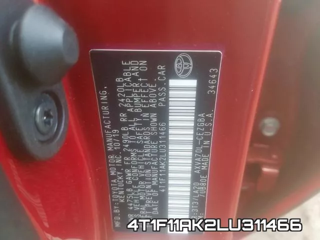 4T1F11AK2LU311466 фото 2