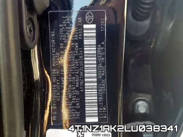 4T1NZ1AK2LU038341 фото 2