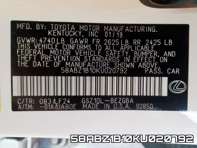 58ABZ1B10KU020792 фото 2