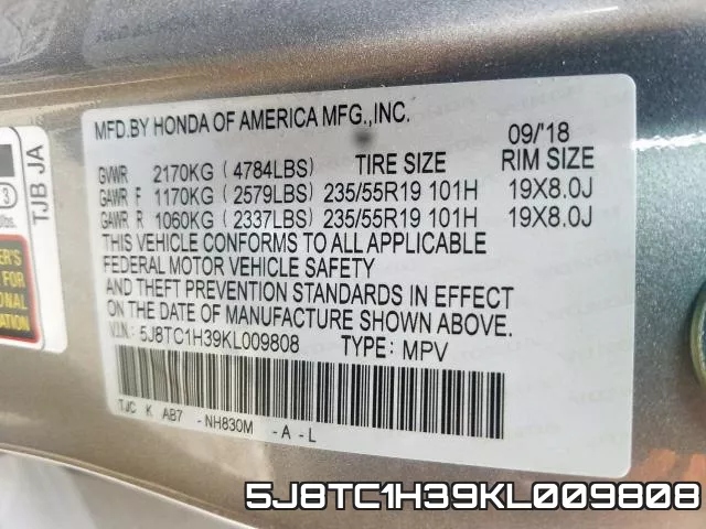 5J8TC1H39KL009808 фото 2