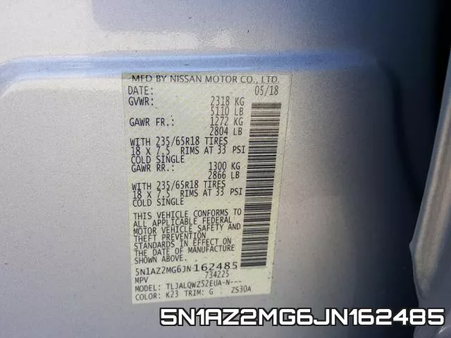 5N1AZ2MG6JN162485 фото 2