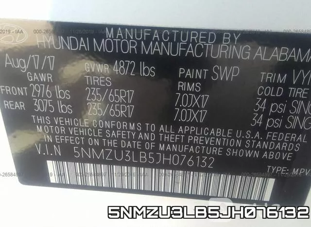 5NMZU3LB5JH076132 фото 10