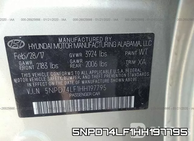 5NPD74LF1HH197795 фото 10