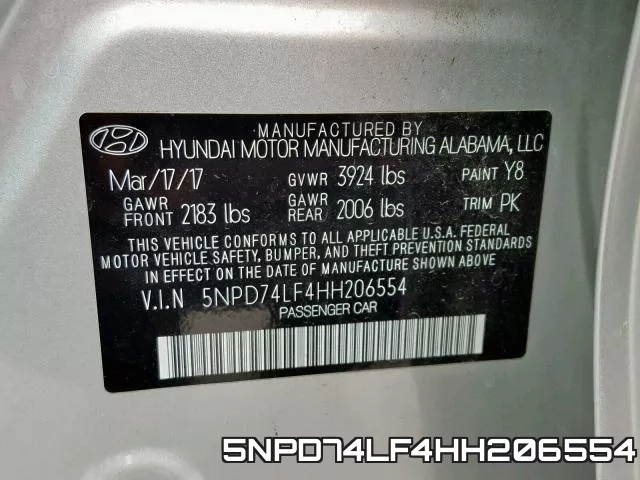 5NPD74LF4HH206554 фото 2