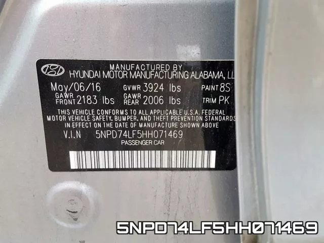 5NPD74LF5HH071469 фото 2