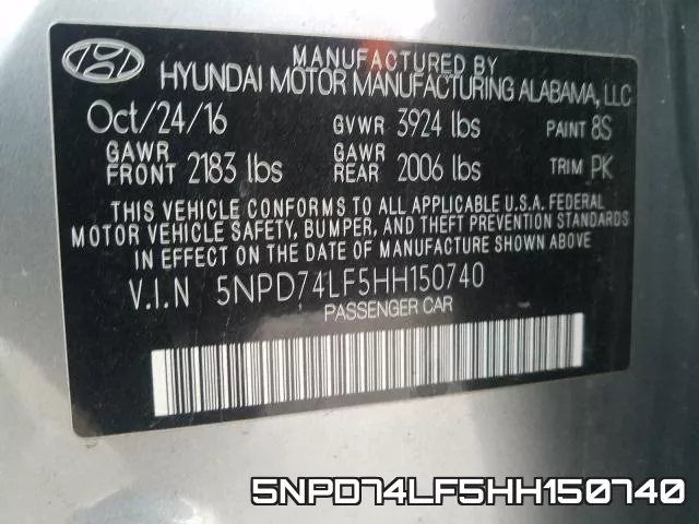 5NPD74LF5HH150740 фото 2