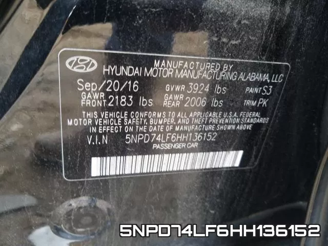 5NPD74LF6HH136152 фото 2