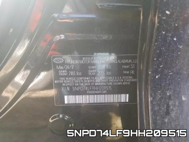5NPD74LF9HH209515 фото 2