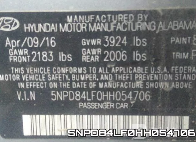 5NPD84LF0HH054706 фото 10