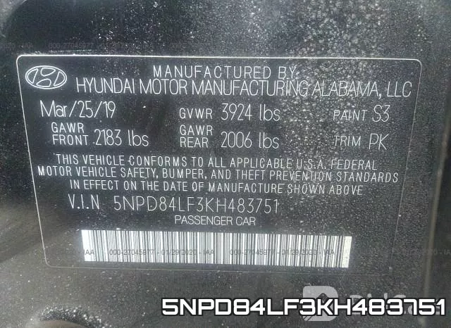 5NPD84LF3KH483751 фото 10