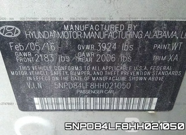 5NPD84LF8HH021050 фото 10