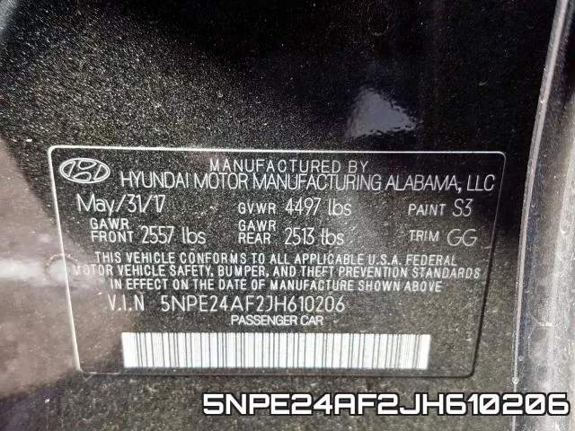 5NPE24AF2JH610206 фото 2