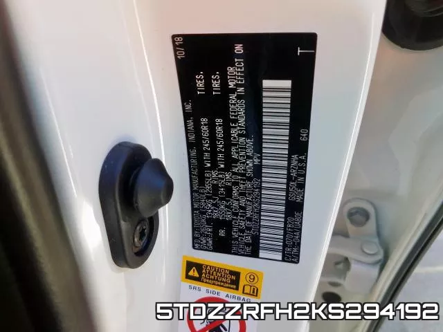 5TDZZRFH2KS294192 фото 2
