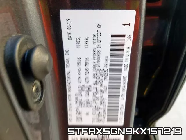 5TFAX5GN9KX157213 фото 2