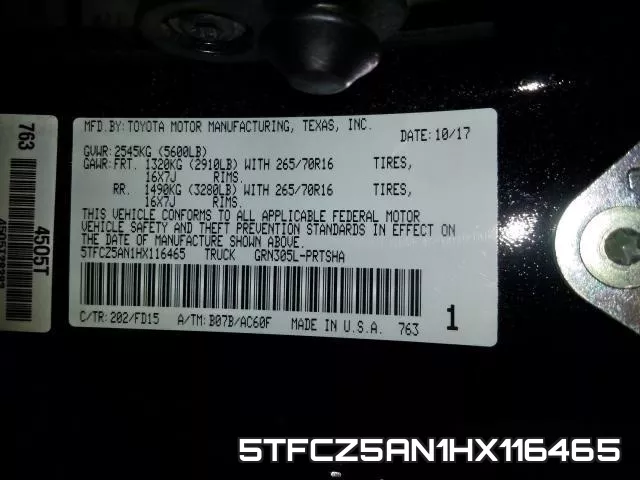 5TFCZ5AN1HX116465 фото 2
