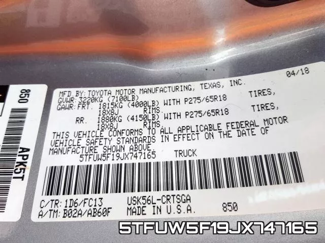 5TFUW5F19JX747165 фото 2