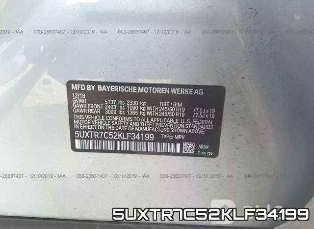 5UXTR7C52KLF34199 фото 10