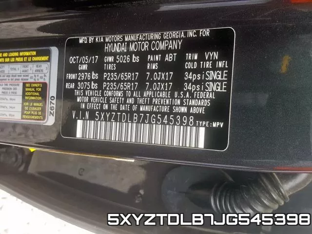 5XYZTDLB7JG545398 фото 2