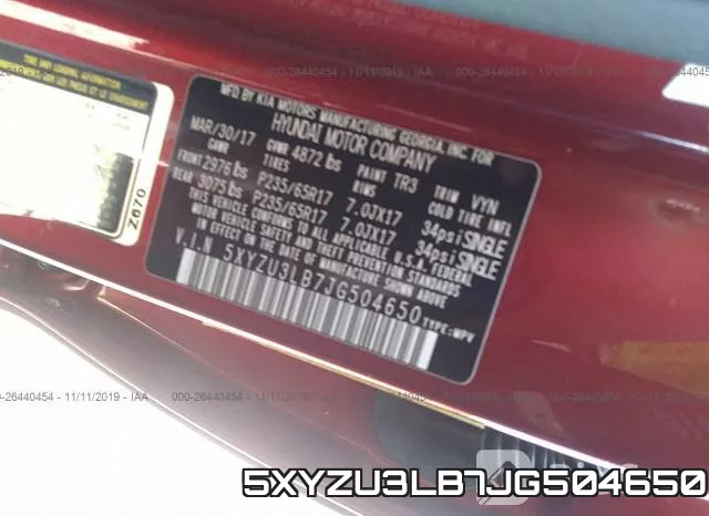 5XYZU3LB7JG504650 фото 10