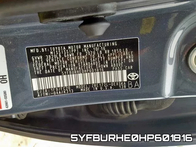 5YFBURHE0HP601816 фото 2