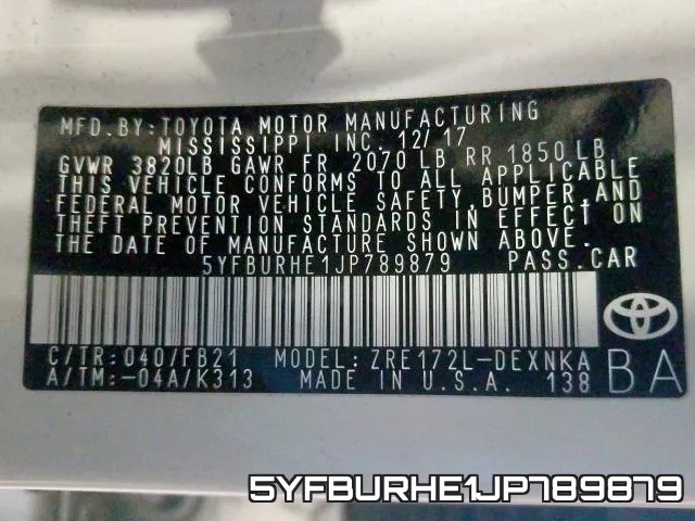 5YFBURHE1JP789879 фото 2