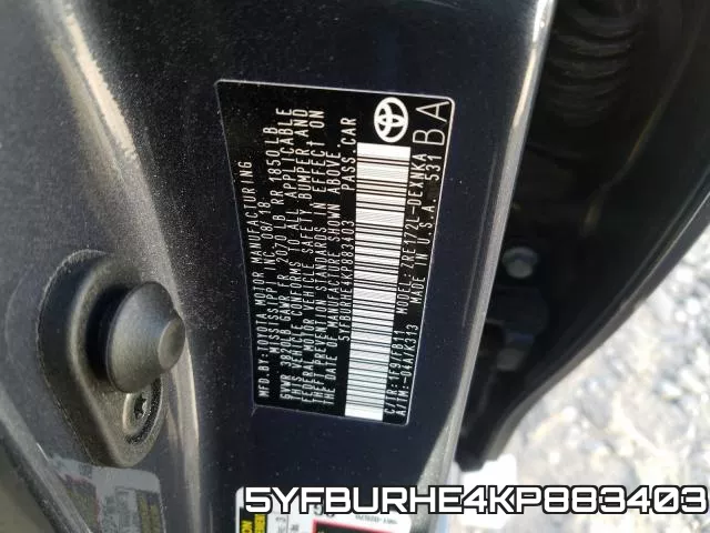 5YFBURHE4KP883403 фото 2