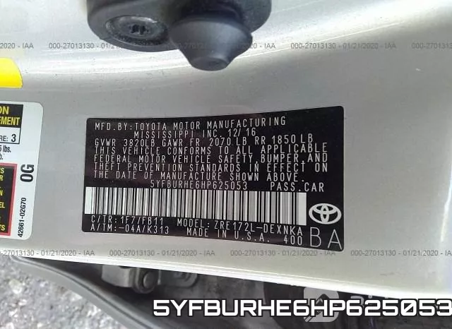 5YFBURHE6HP625053 фото 10