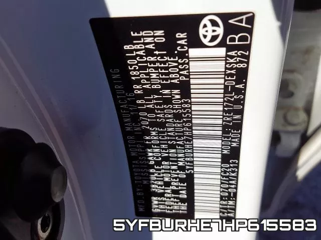 5YFBURHE7HP615583 фото 2