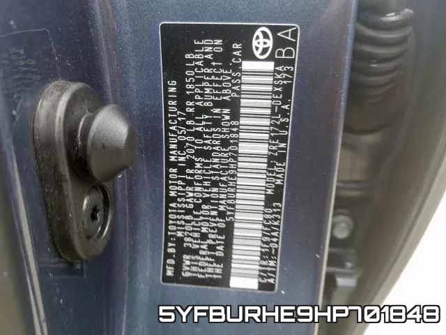 5YFBURHE9HP701848 фото 2