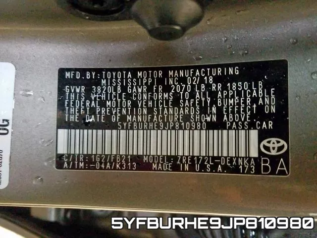 5YFBURHE9JP810980 фото 2