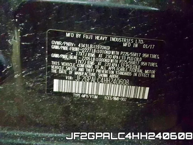 JF2GPALC4HH240608 фото 2
