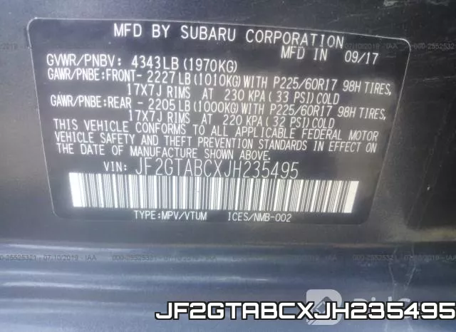 JF2GTABCXJH235495 фото 10