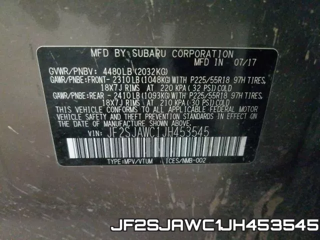 JF2SJAWC1JH453545 фото 2