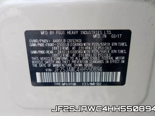 JF2SJAWC4HH550894 фото 2