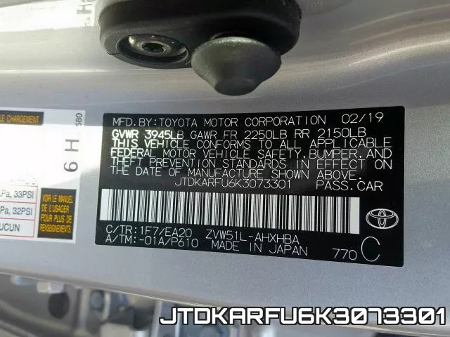 JTDKARFU6K3073301 фото 2