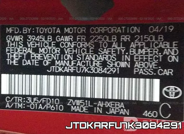 JTDKARFU7K3084291 фото 10