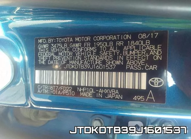 JTDKDTB39J1601537 фото 10