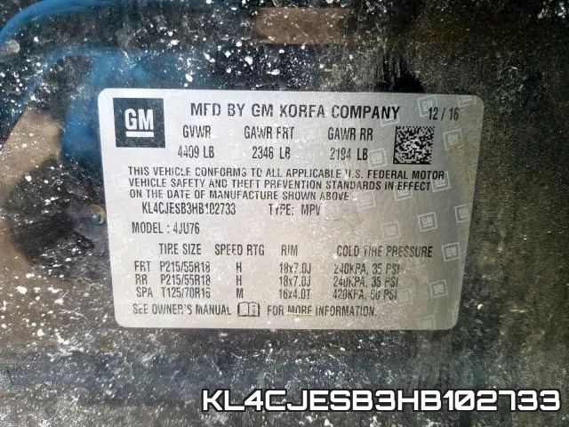 KL4CJESB3HB102733 фото 2
